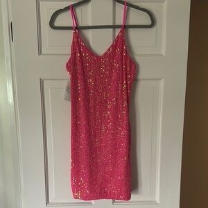 Luli Fama Pink and Gold Swim Coverup